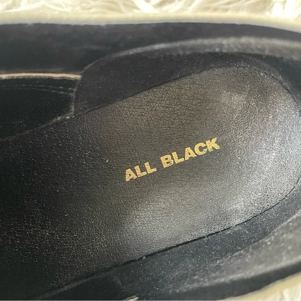 Anthropologie All Black Caroline Off White Lace Up Leather Platform Oxfords 39